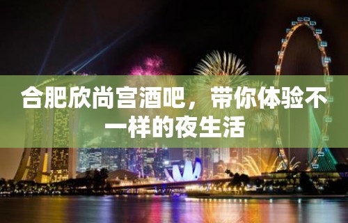 合肥欣尚宫酒吧，带你体验不一样的夜生活