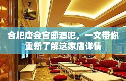 合肥唐会官邸酒吧，一文带你重新了解这家店详情