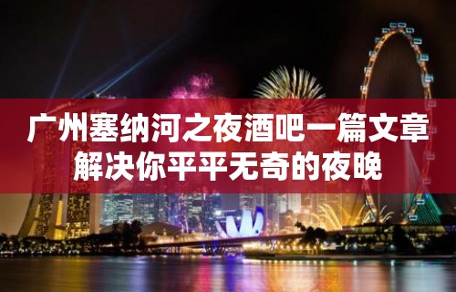 广州塞纳河之夜酒吧一篇文章解决你平平无奇的夜晚