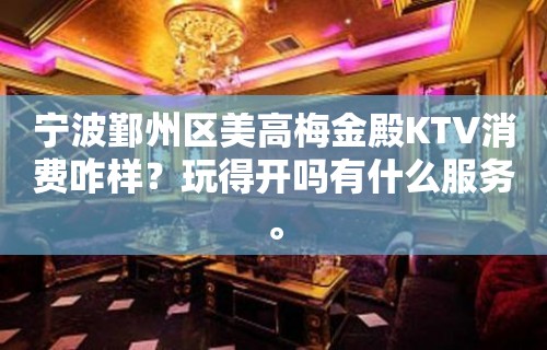 宁波鄞州区美高梅金殿KTV消费咋样？玩得开吗有什么服务。