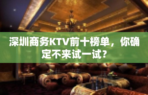 深圳商务KTV前十榜单，你确定不来试一试？