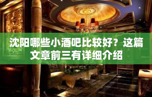 沈阳哪些小酒吧比较好？这篇文章前三有详细介绍