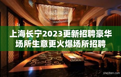 上海长宁2023更新招聘豪华场所生意更火爆场所招聘