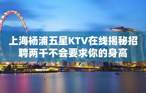 上海杨浦五星KTV在线揭秘招聘两千不会要求你的身高