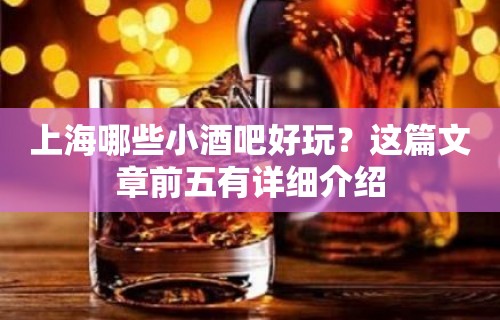 上海哪些小酒吧好玩？这篇文章前五有详细介绍