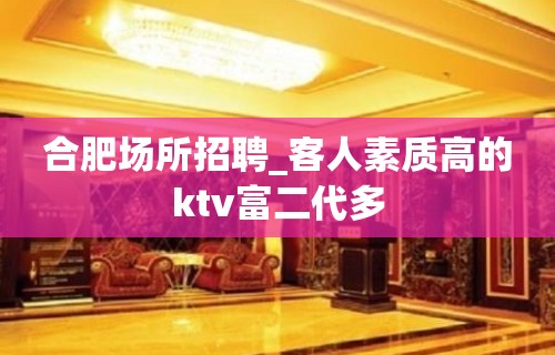 合肥场所招聘_客人素质高的ktv富二代多