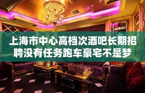 上海市中心高档次酒吧长期招聘没有任务跑车豪宅不是梦