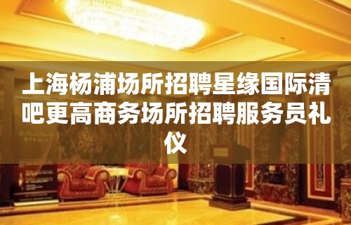 上海杨浦场所招聘星缘国际清吧更高商务场所招聘服务员礼仪