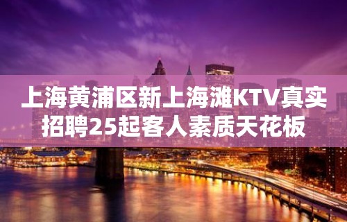 上海黄浦区新上海滩KTV真实招聘25起客人素质天花板