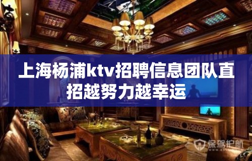 上海杨浦ktv招聘信息团队直招越努力越幸运