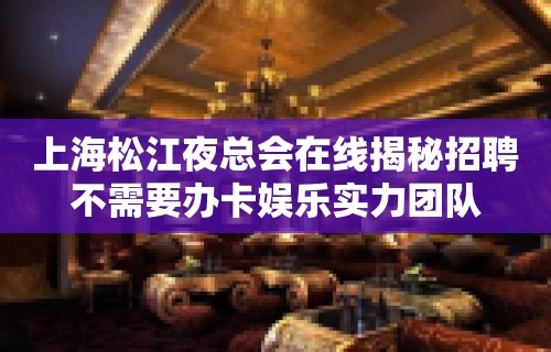 上海松江夜总会在线揭秘招聘不需要办卡娱乐实力团队