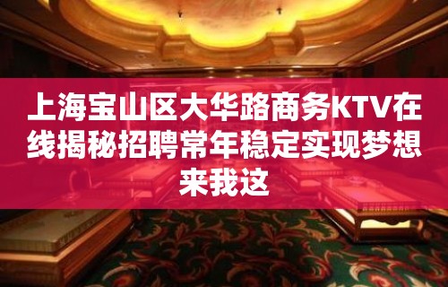 上海宝山区大华路商务KTV在线揭秘招聘常年稳定实现梦想来我这