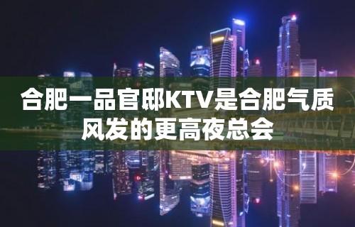 合肥一品官邸KTV是合肥气质风发的更高夜总会