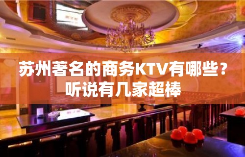 苏州著名的商务KTV有哪些？听说有几家超棒