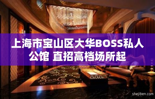 上海市宝山区大华BOSS私人公馆 直招高档场所起