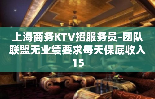 上海商务KTV招服务员-团队联盟无业绩要求每天保底收入15