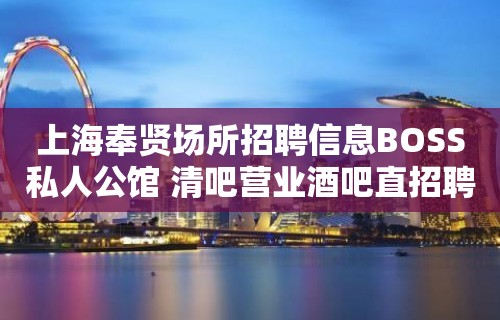 上海奉贤场所招聘信息BOSS私人公馆 清吧营业酒吧直招聘