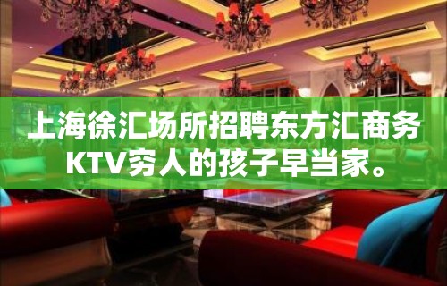 上海徐汇场所招聘东方汇商务KTV穷人的孩子早当家。