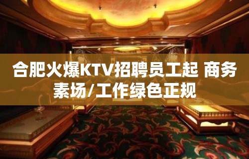 合肥火爆KTV招聘员工起 商务素场/工作绿色正规