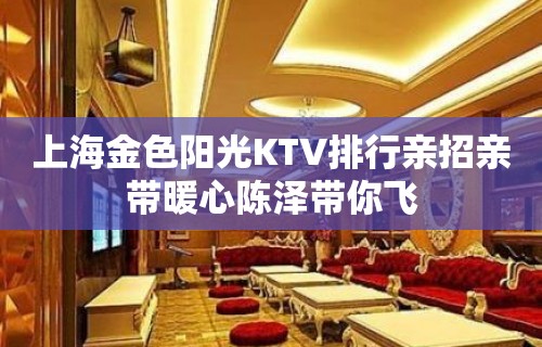 上海金色阳光KTV排行亲招亲带暖心陈泽带你飞