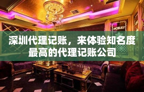 深圳代理记账，来体验知名度最高的代理记账公司