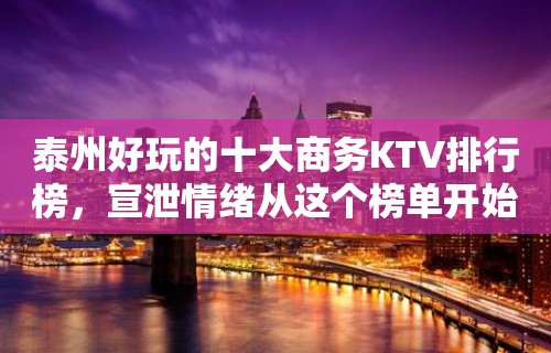 泰州好玩的十大商务KTV排行榜，宣泄情绪从这个榜单开始